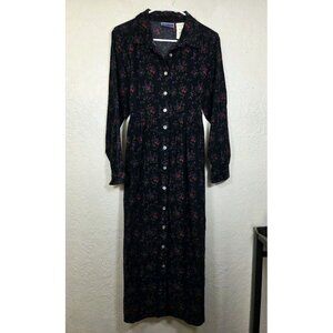 Erika and Co. High Waist Soft Corduroy Long Sleeve Button Down Dress Large